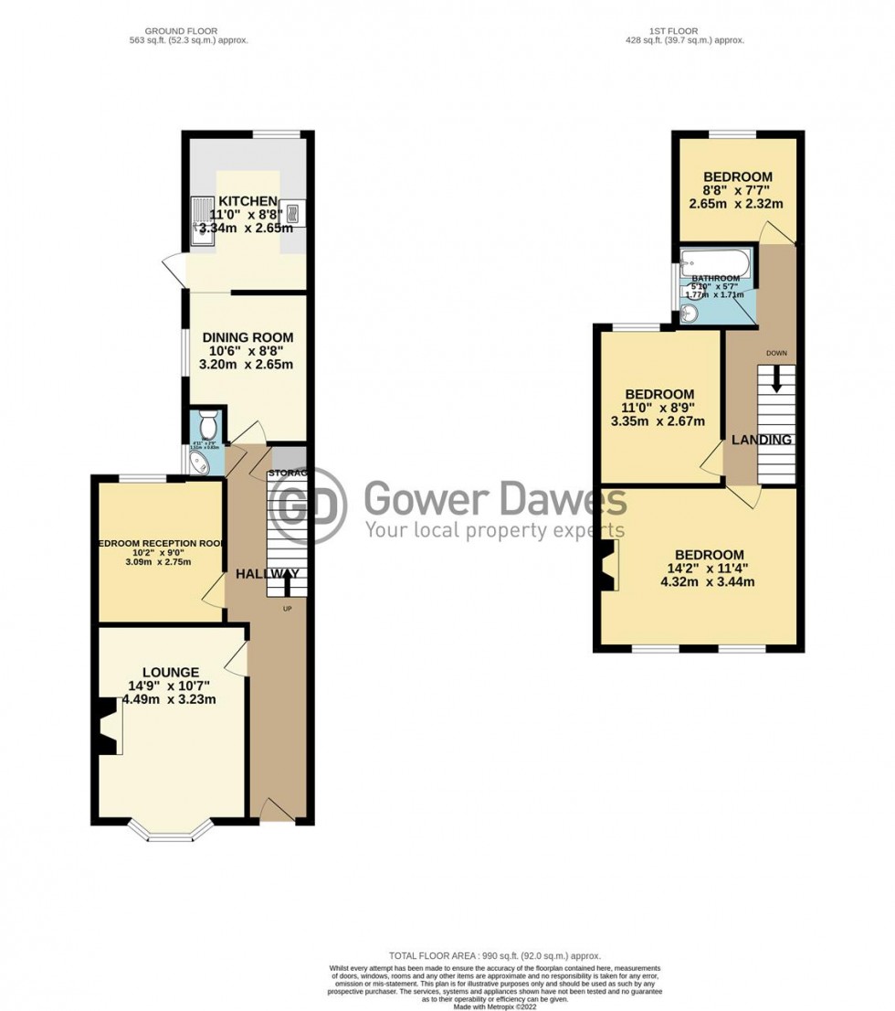 Floorplan for Grove Road, Grays